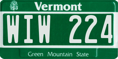 VT license plate WIW224