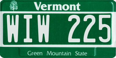 VT license plate WIW225