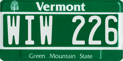 VT license plate WIW226