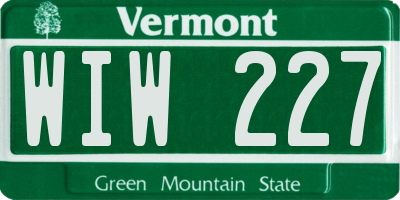 VT license plate WIW227