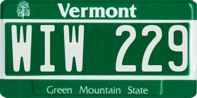 VT license plate WIW229
