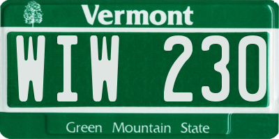 VT license plate WIW230