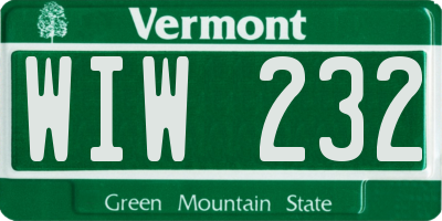 VT license plate WIW232