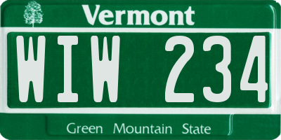 VT license plate WIW234