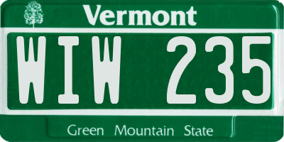 VT license plate WIW235