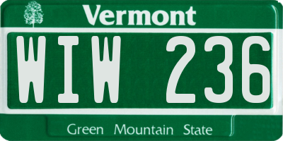 VT license plate WIW236
