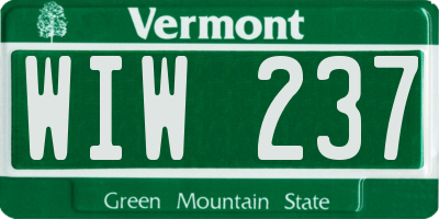 VT license plate WIW237