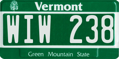 VT license plate WIW238