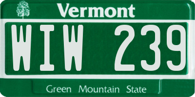 VT license plate WIW239