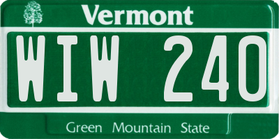 VT license plate WIW240