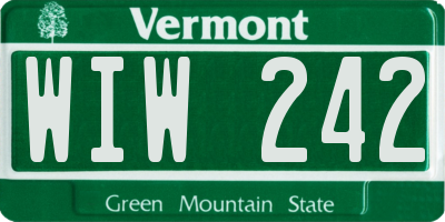 VT license plate WIW242