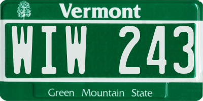 VT license plate WIW243