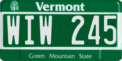 VT license plate WIW245