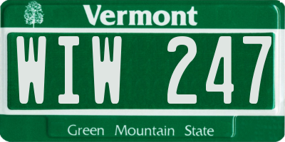 VT license plate WIW247