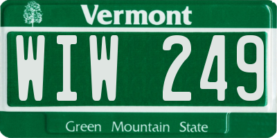 VT license plate WIW249
