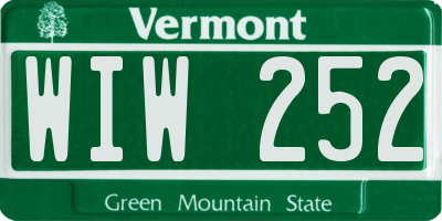 VT license plate WIW252
