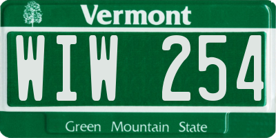 VT license plate WIW254