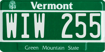 VT license plate WIW255