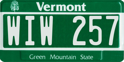 VT license plate WIW257