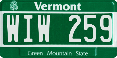 VT license plate WIW259