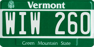 VT license plate WIW260