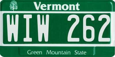 VT license plate WIW262