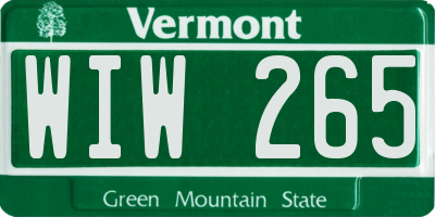 VT license plate WIW265