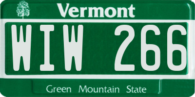 VT license plate WIW266