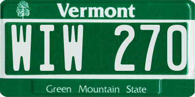 VT license plate WIW270