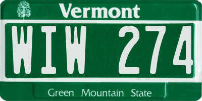 VT license plate WIW274