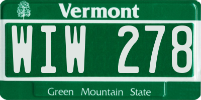 VT license plate WIW278