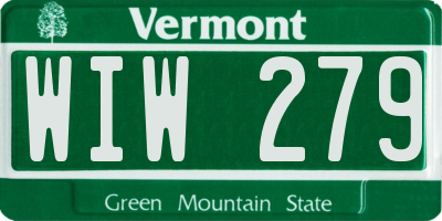 VT license plate WIW279