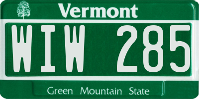 VT license plate WIW285