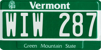 VT license plate WIW287