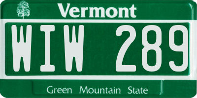 VT license plate WIW289