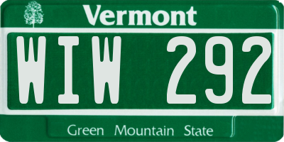 VT license plate WIW292