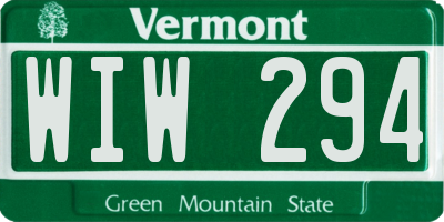 VT license plate WIW294