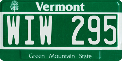 VT license plate WIW295