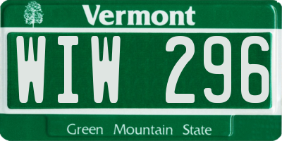 VT license plate WIW296
