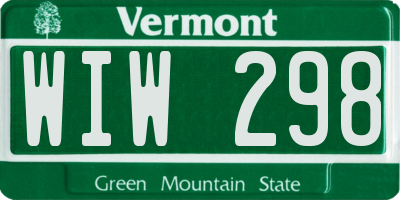 VT license plate WIW298