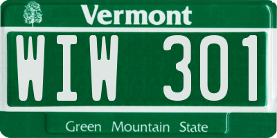 VT license plate WIW301