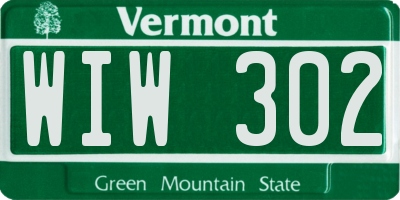 VT license plate WIW302