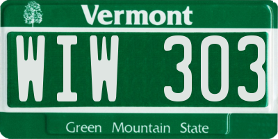 VT license plate WIW303
