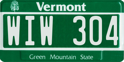 VT license plate WIW304