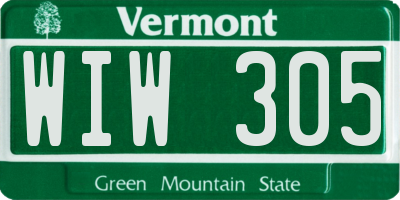 VT license plate WIW305