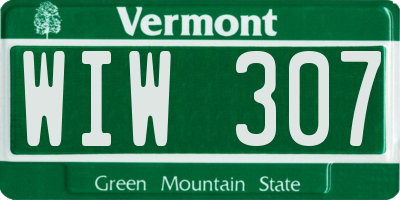 VT license plate WIW307