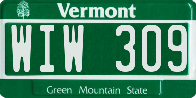 VT license plate WIW309