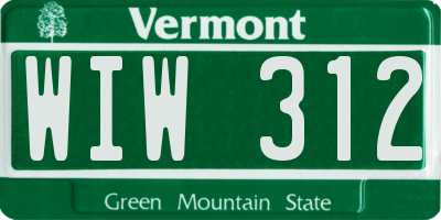 VT license plate WIW312