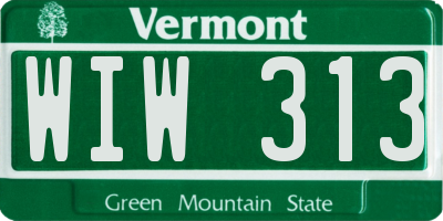 VT license plate WIW313