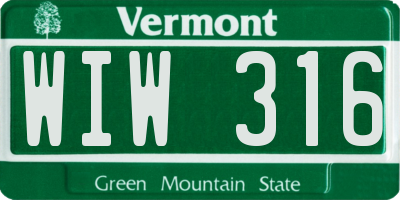 VT license plate WIW316